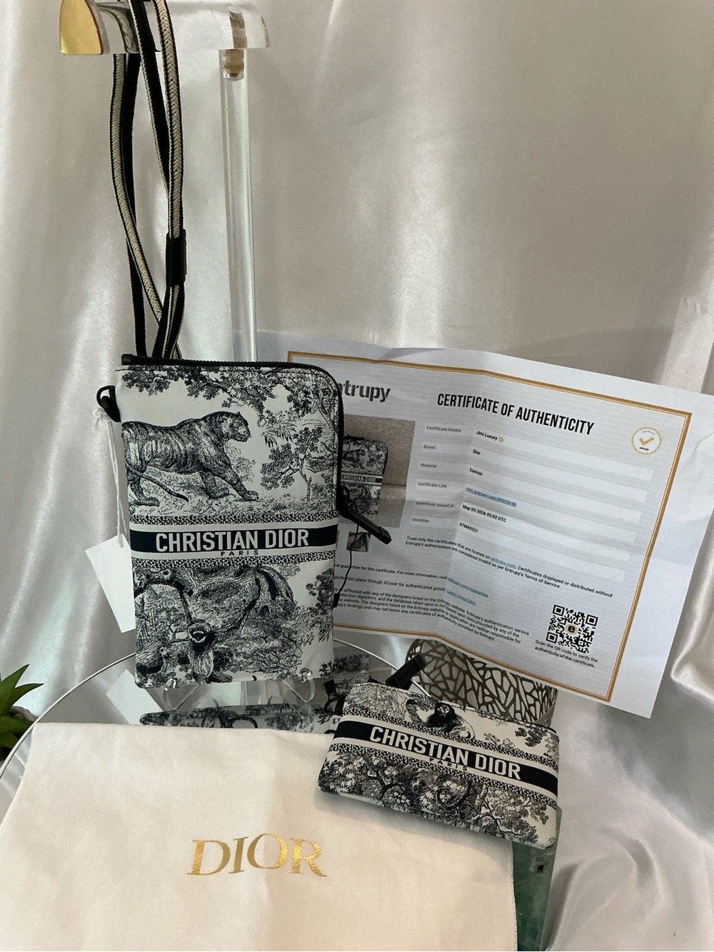 NWT Christian Dior Navy Travel Pouch Toile de Joie with COA Dustbag